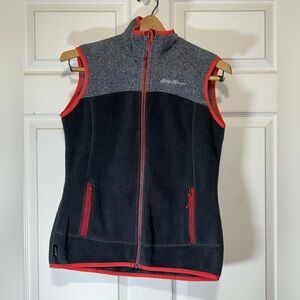 Eddie Bauer Charcoal and Black Vest with Coral Accents